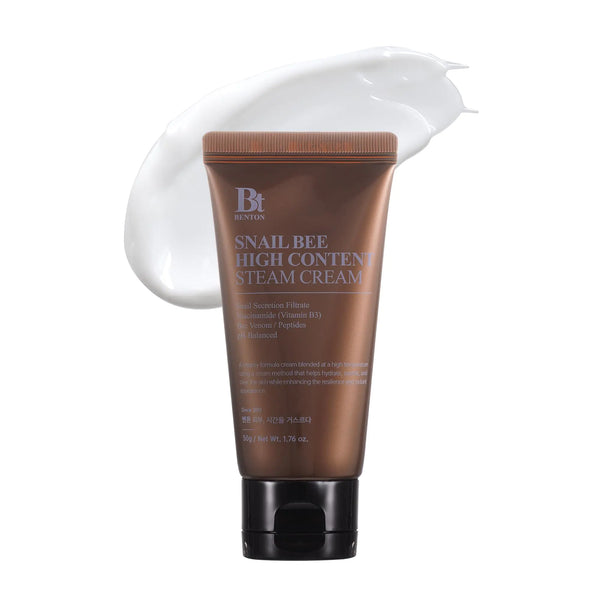 BENTON Snail Bee High Content Steam Cream - Snail Mucin Moisturizer with Bee Venom & Niacinamide | Korean Skin Care Products For Dry & Sensitive Skin | Hydrating Face For Women (1.76 oz.)